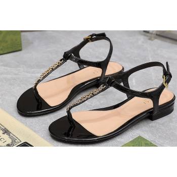 Gucci Signoria thong sandals 782415 in patent leather Black 2024 (hongyang-24040306)