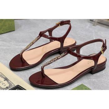 Gucci Signoria thong sandals 782415 in patent leather Burgundy 2024 (hongyang-24040307)