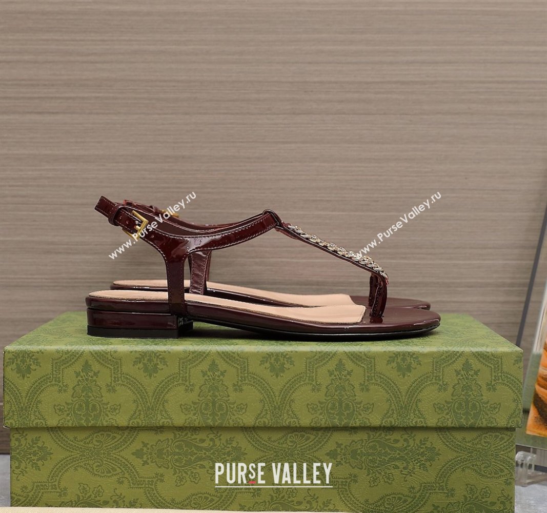 Gucci Signoria thong sandals 782415 in patent leather Burgundy 2024 (hongyang-24040307)