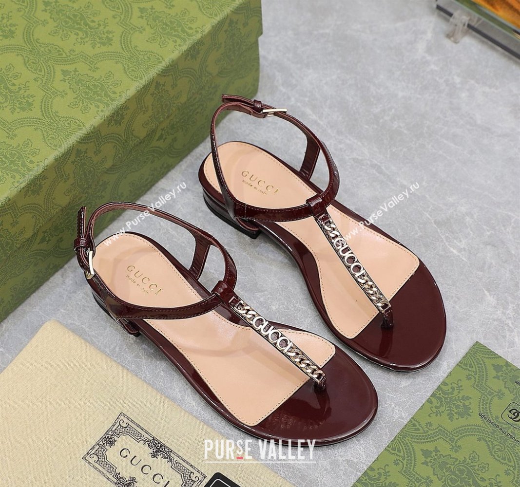 Gucci Signoria thong sandals 782415 in patent leather Burgundy 2024 (hongyang-24040307)