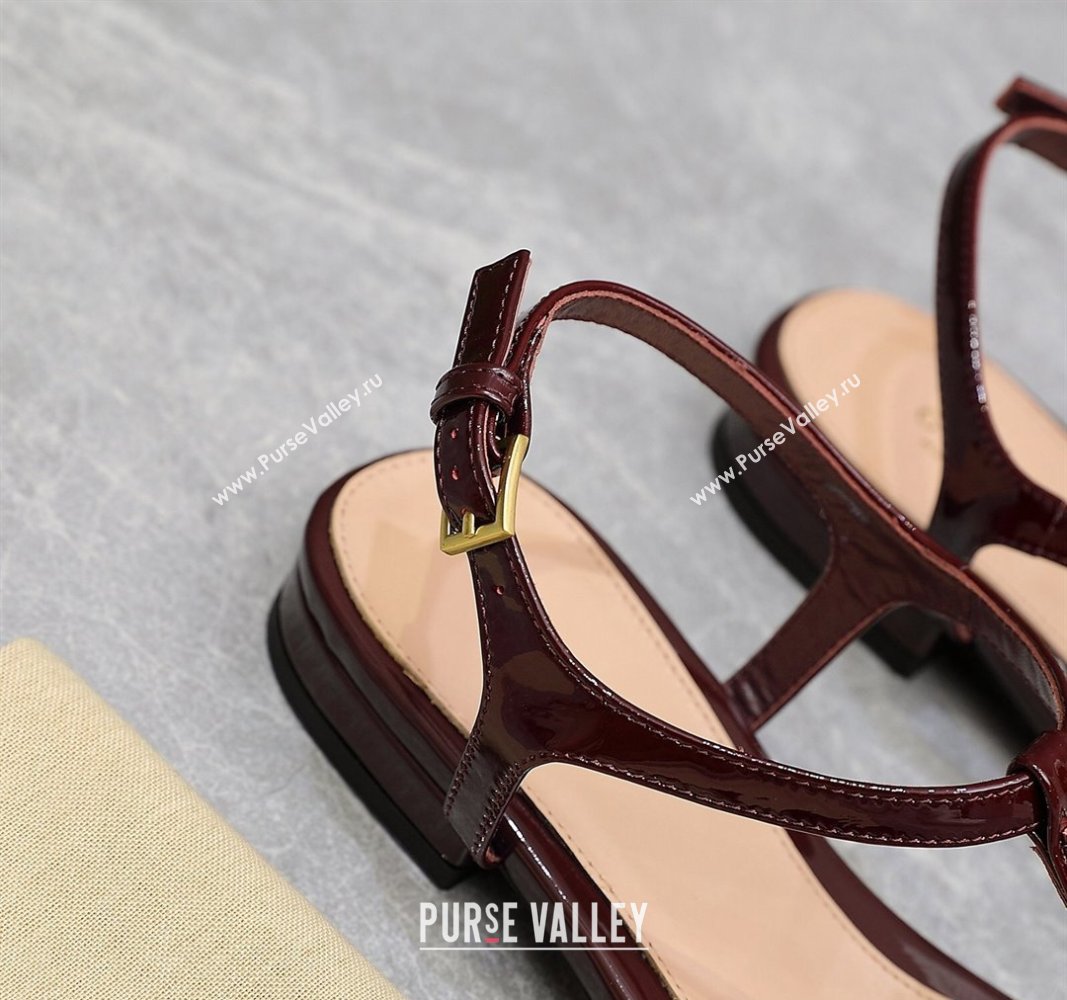 Gucci Signoria thong sandals 782415 in patent leather Burgundy 2024 (hongyang-24040307)