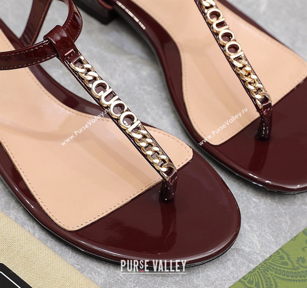 Gucci Signoria thong sandals 782415 in patent leather Burgundy 2024 (hongyang-24040307)