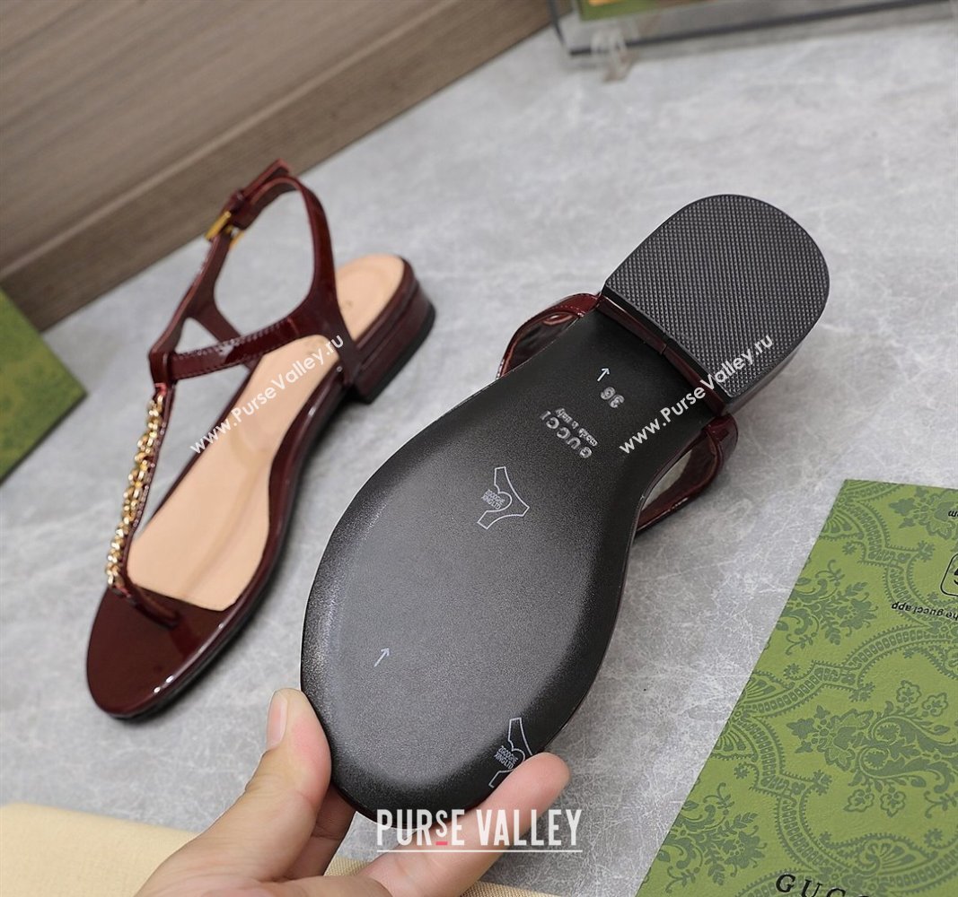 Gucci Signoria thong sandals 782415 in patent leather Burgundy 2024 (hongyang-24040307)