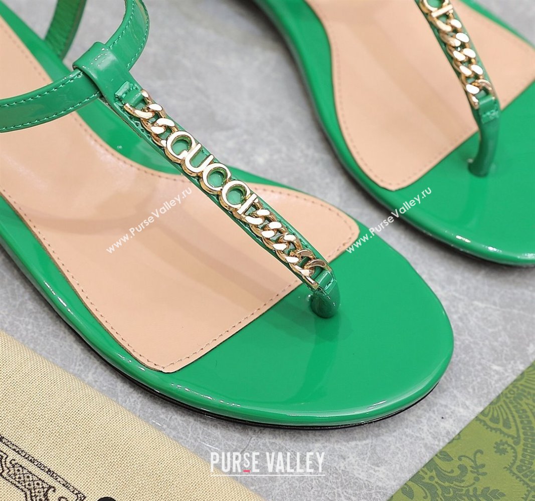 Gucci Signoria thong sandals 782415 in patent leather Green 2024 (hongyang-24040308)