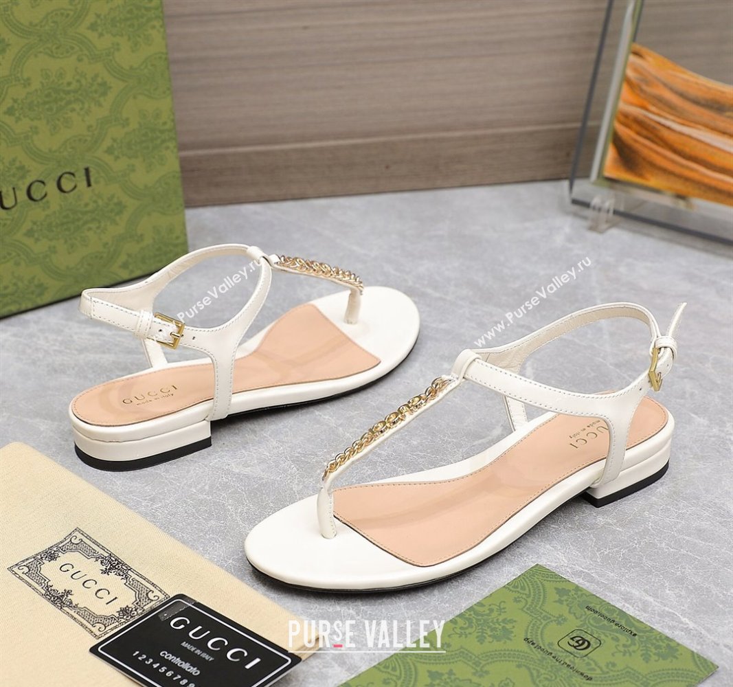Gucci Signoria thong sandals 782415 in patent leather White 2024 (hongyang-24040309)