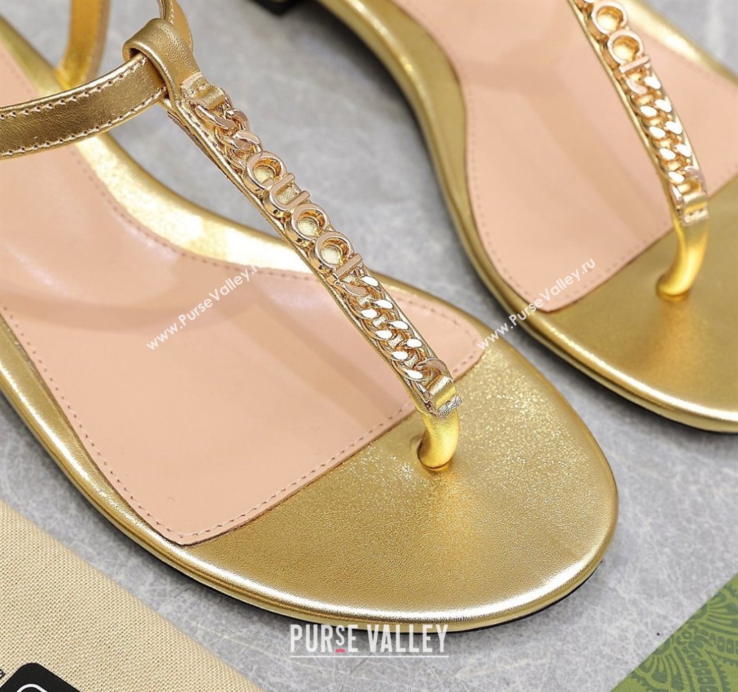 Gucci Signoria thong sandals 782415 in patent leather Gold 2024 (hongyang-24040310)