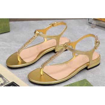 Gucci Signoria thong sandals 782415 in patent leather Gold 2024 (hongyang-24040310)