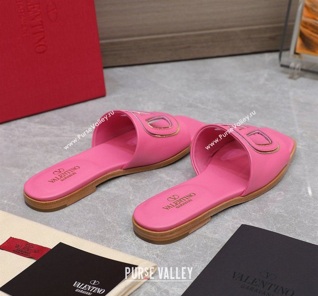 Valentino Vlogo Cut-Out Calfskin Slide Sandals Pink 2024 (hongyang-24040805)