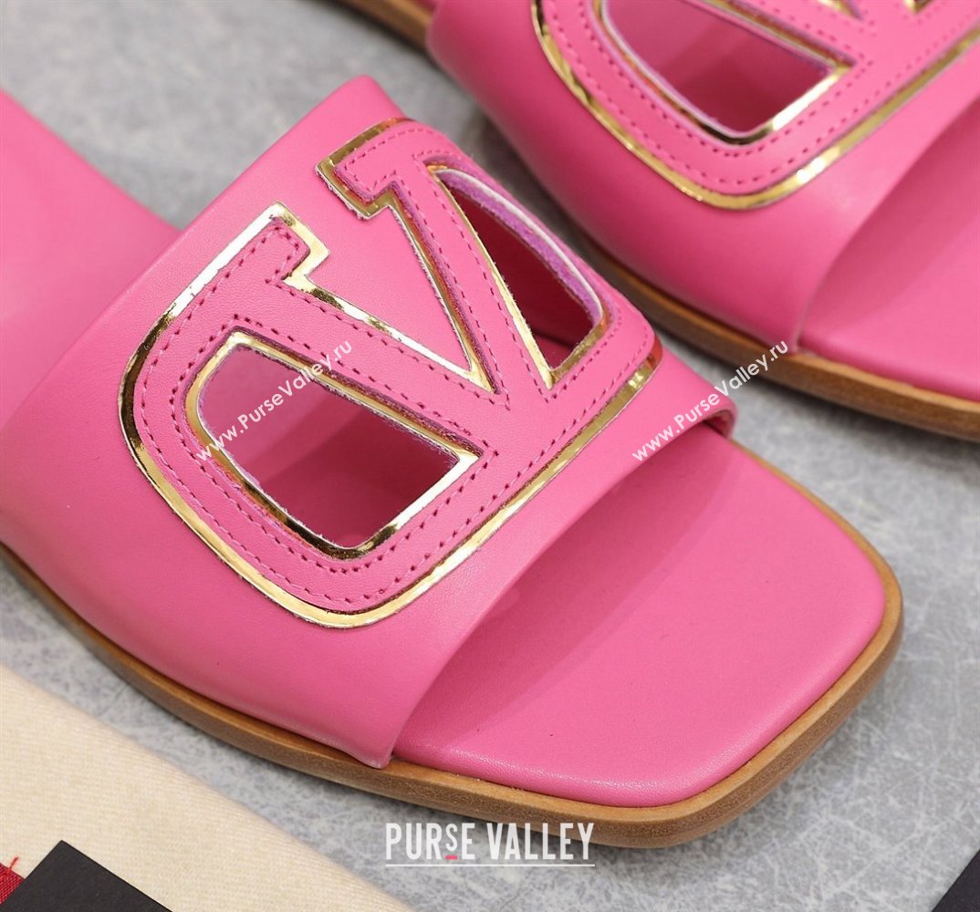Valentino Vlogo Cut-Out Calfskin Slide Sandals Pink 2024 (hongyang-24040805)