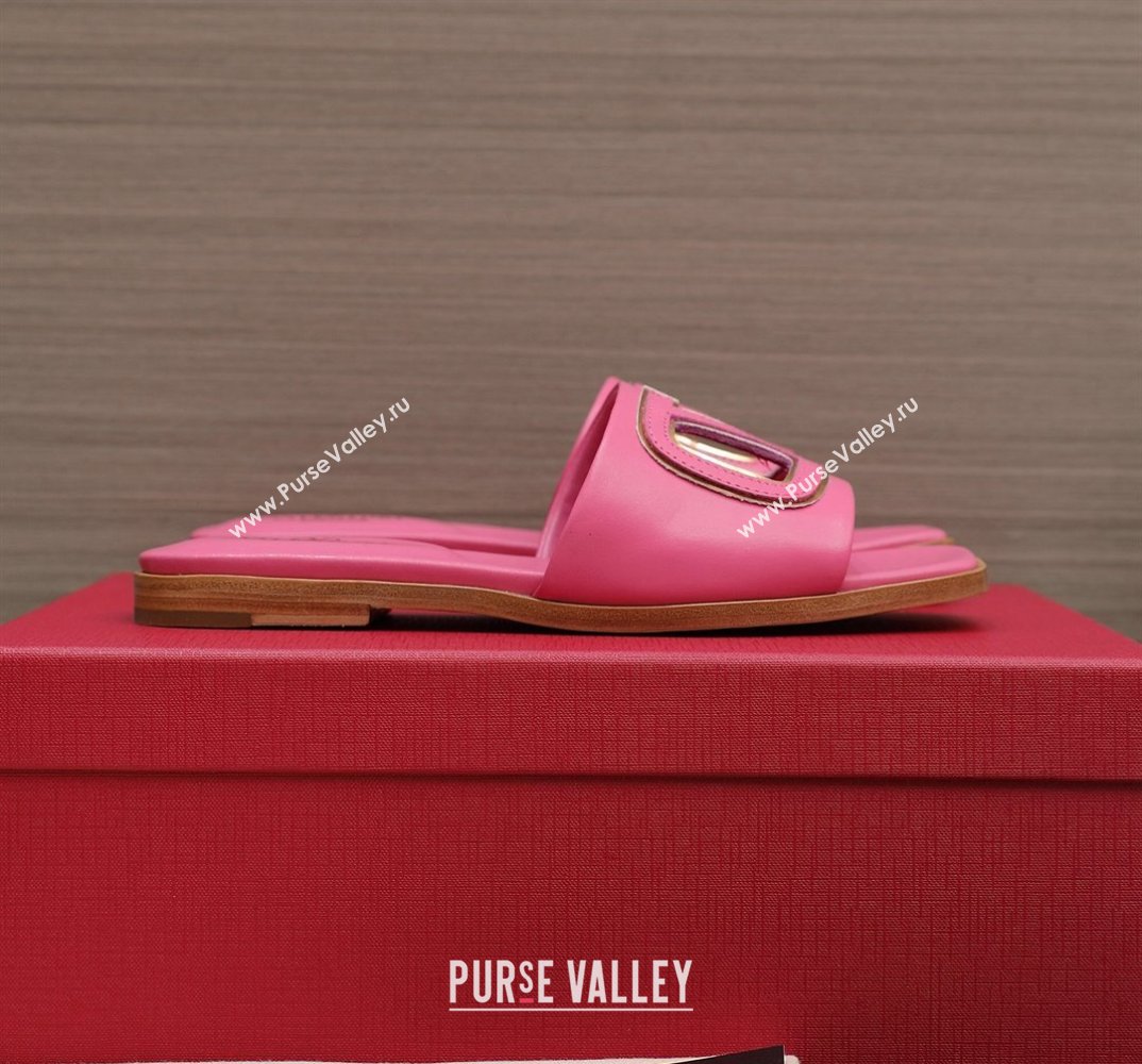 Valentino Vlogo Cut-Out Calfskin Slide Sandals Pink 2024 (hongyang-24040805)
