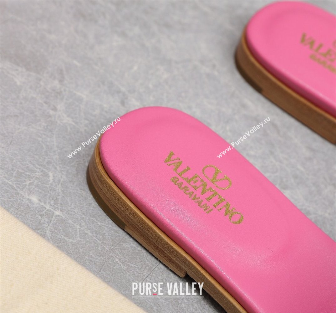 Valentino Vlogo Cut-Out Calfskin Slide Sandals Pink 2024 (hongyang-24040805)