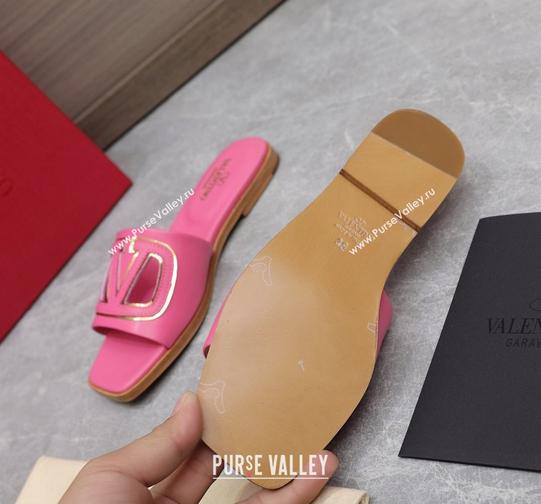 Valentino Vlogo Cut-Out Calfskin Slide Sandals Pink 2024 (hongyang-24040805)