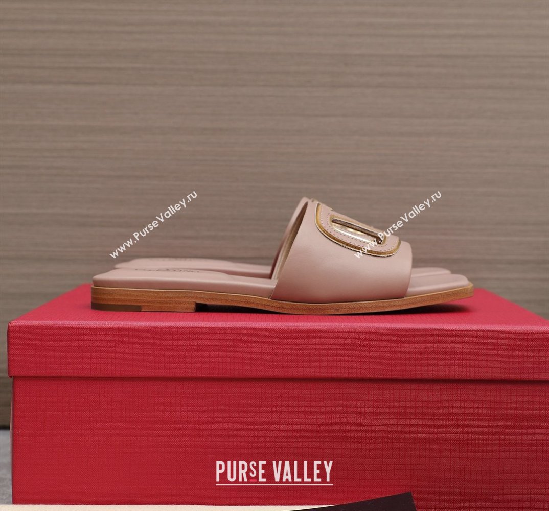 Valentino Vlogo Cut-Out Calfskin Slide Sandals Nude 2024 (hongyang-24040803)