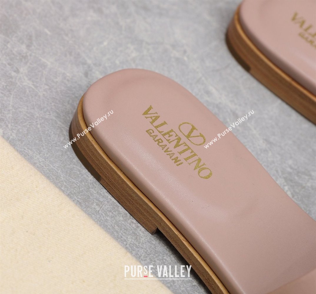 Valentino Vlogo Cut-Out Calfskin Slide Sandals Nude 2024 (hongyang-24040803)