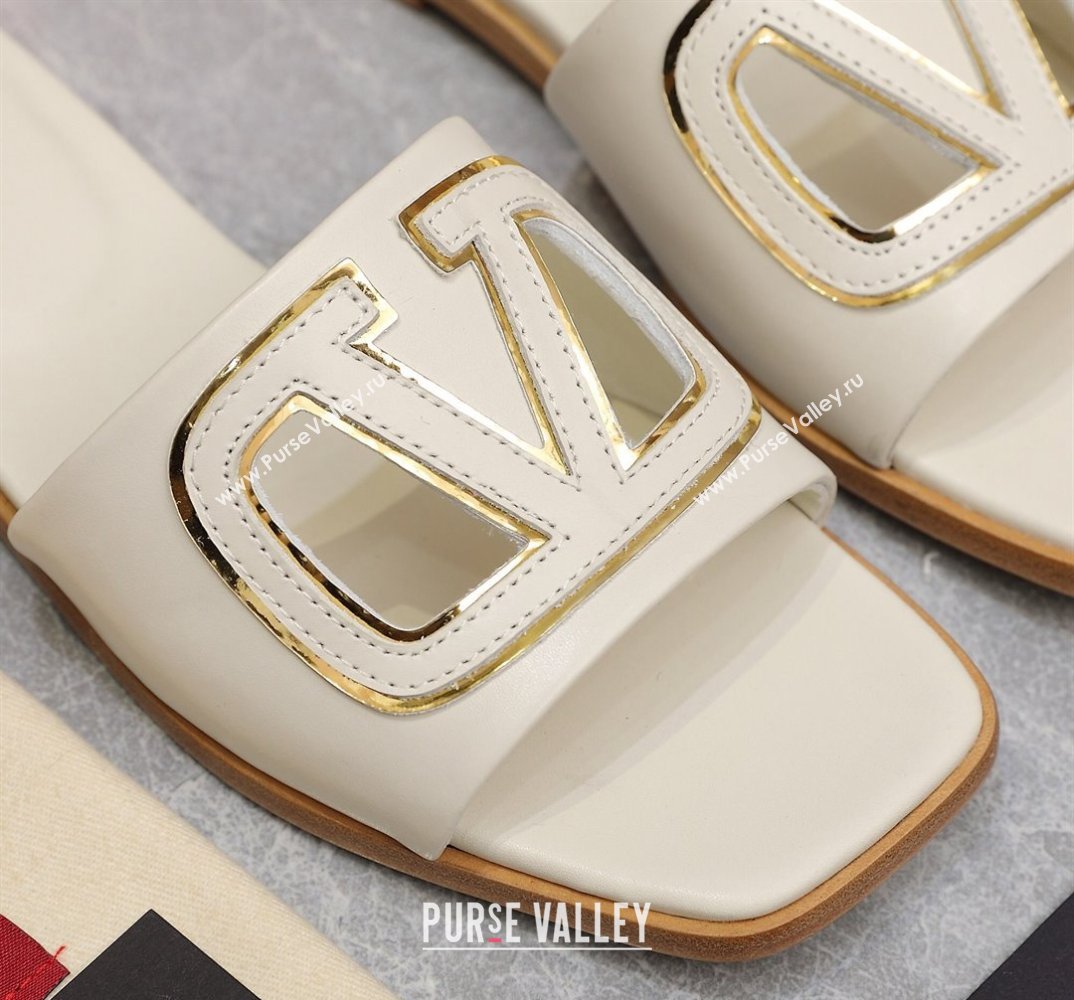 Valentino Vlogo Cut-Out Calfskin Slide Sandals White 2024 (hongyang-24040802)