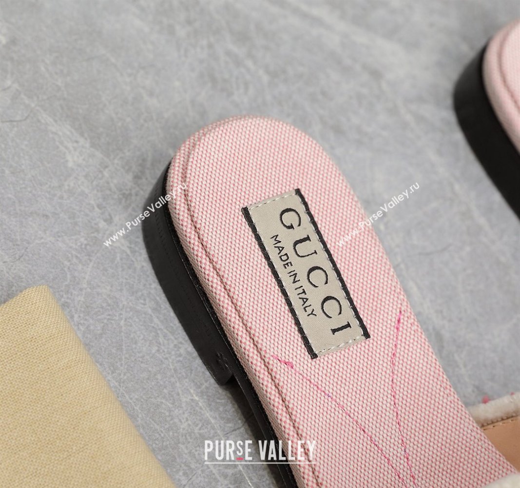 Gucci Womens Interlocking G slide sandals 782412 in canvas Pink 2024 (hongyang-24040304)