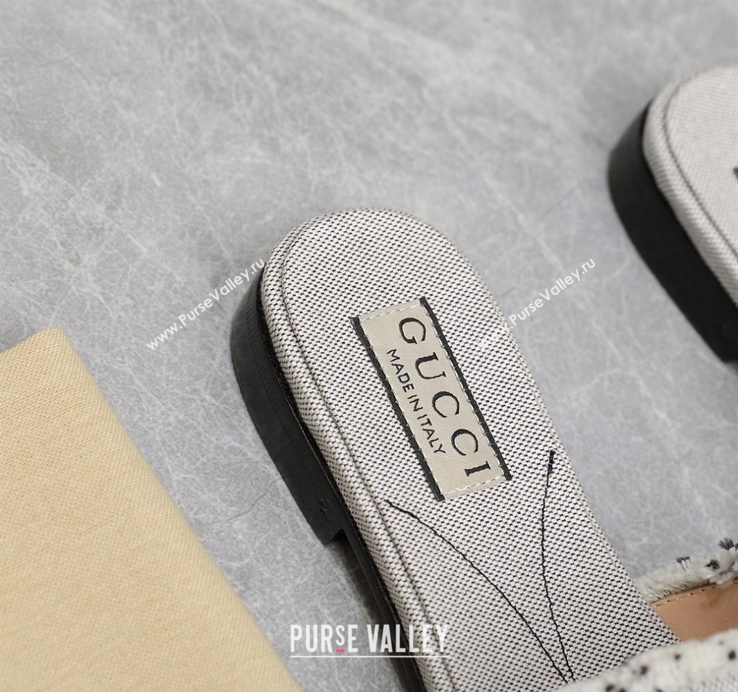 Gucci Womens Interlocking G slide sandals 782412 in canvas Gray 2024 (hongyang-24040303)