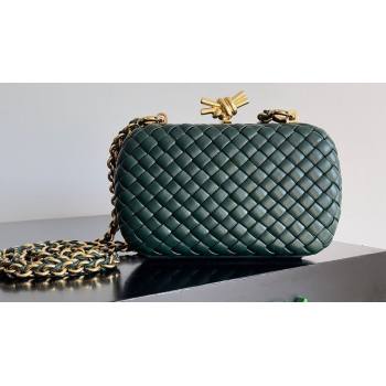 Bottega Veneta Knot With Chain Padded Intreccio leather minaudière Bag Emerald green 2024 (misu-24040819)