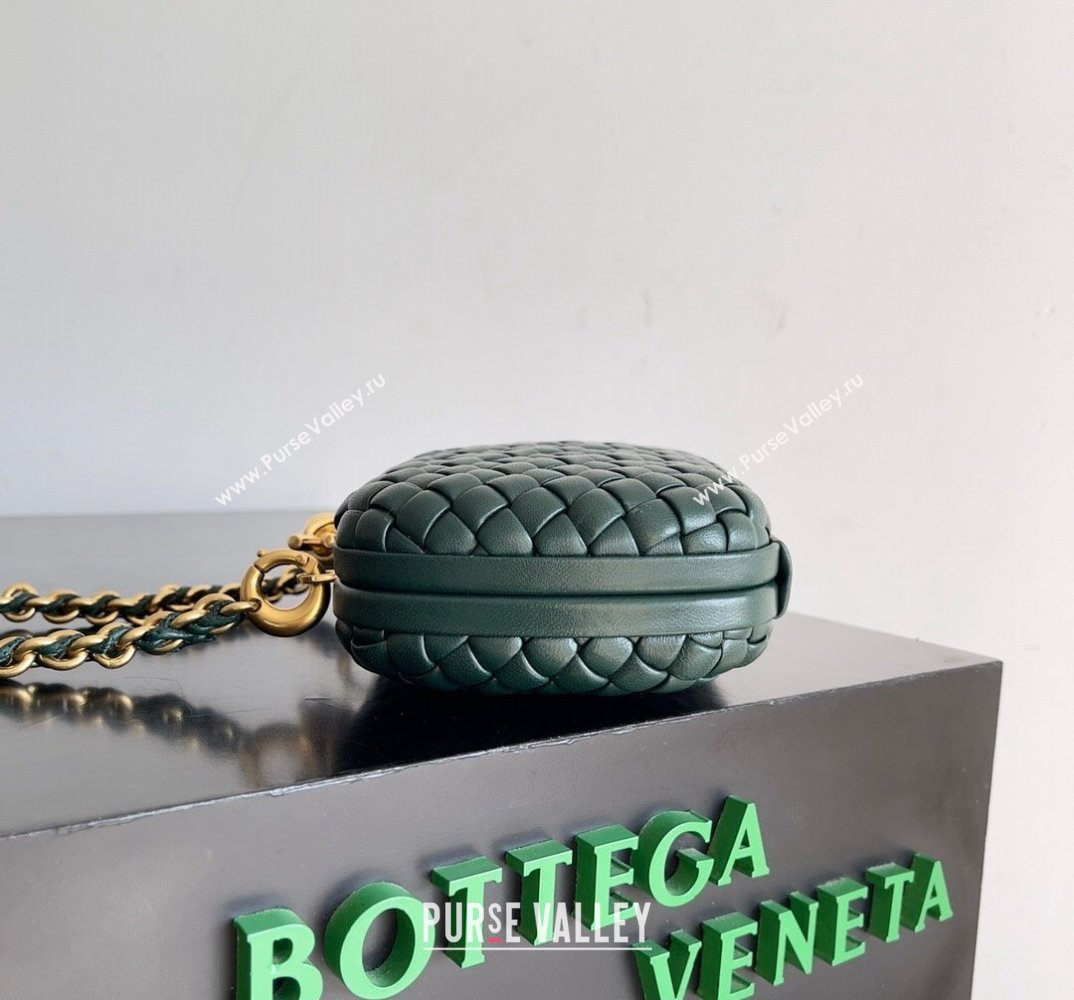 Bottega Veneta Knot With Chain Padded Intreccio leather minaudière Bag Emerald green 2024 (misu-24040819)