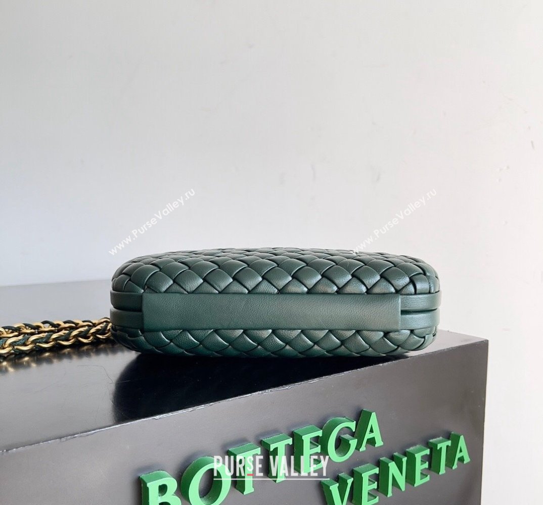 Bottega Veneta Knot With Chain Padded Intreccio leather minaudière Bag Emerald green 2024 (misu-24040819)