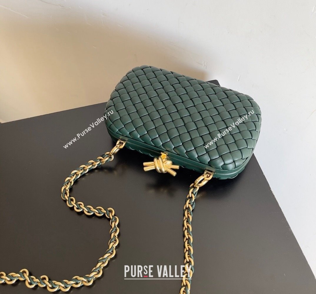 Bottega Veneta Knot With Chain Padded Intreccio leather minaudière Bag Emerald green 2024 (misu-24040819)