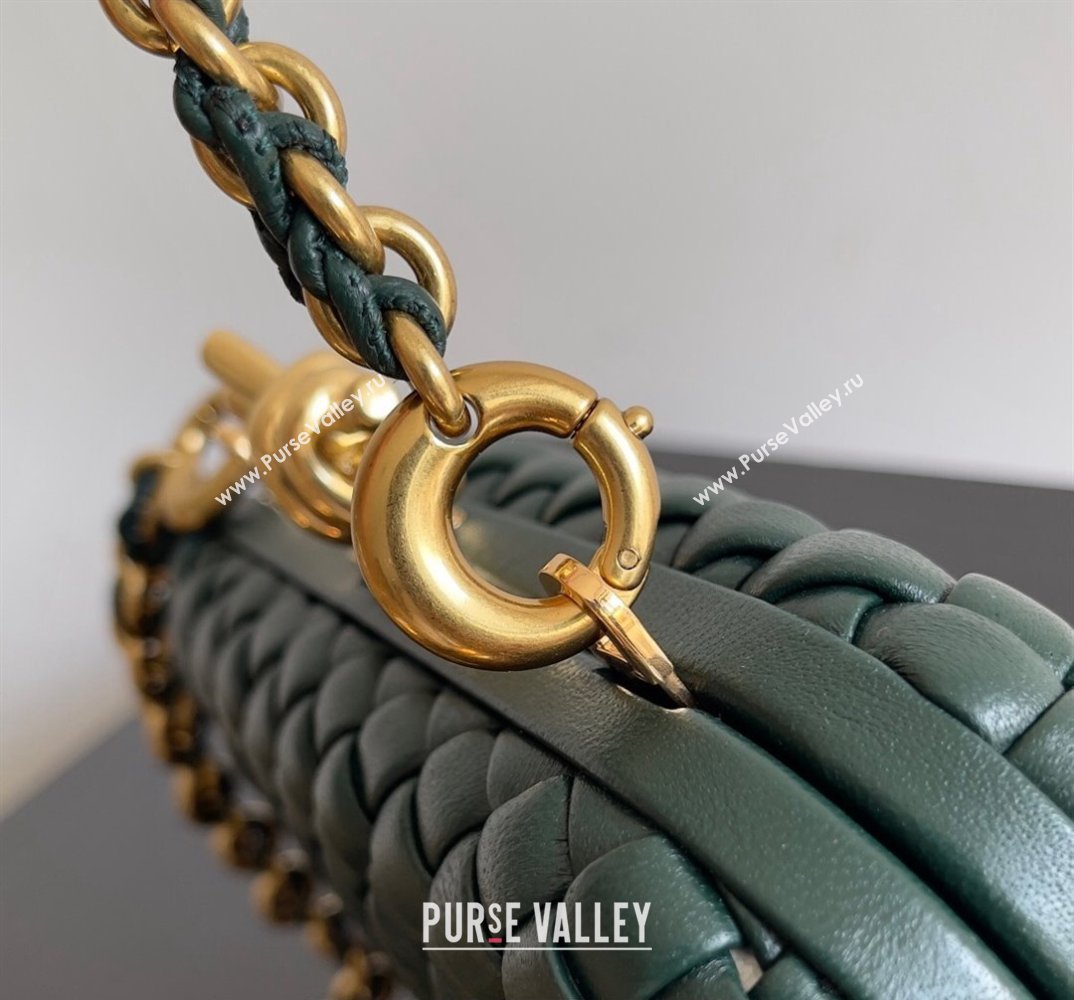 Bottega Veneta Knot With Chain Padded Intreccio leather minaudière Bag Emerald green 2024 (misu-24040819)