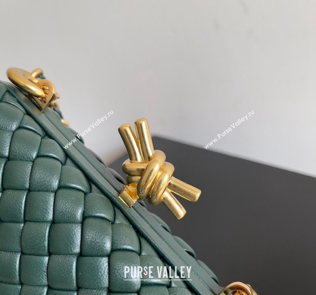 Bottega Veneta Knot With Chain Padded Intreccio leather minaudière Bag Emerald green 2024 (misu-24040819)