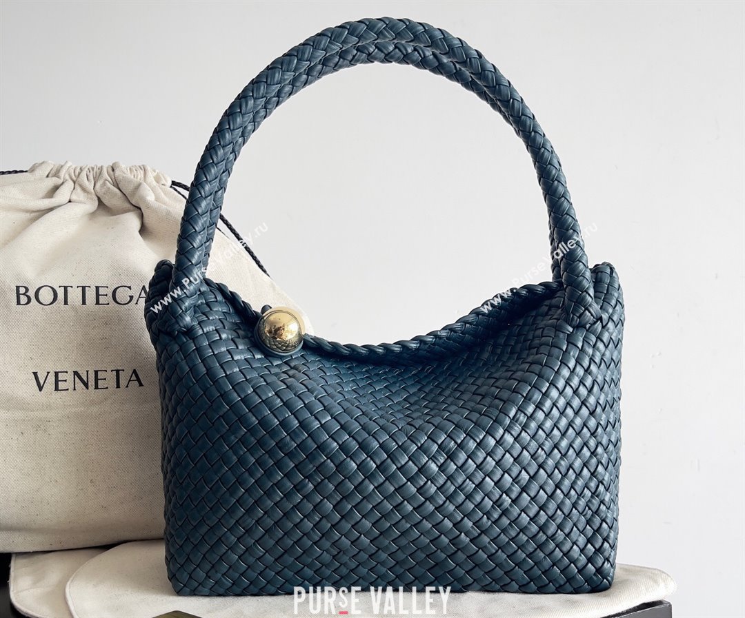 Bottega Veneta Tosca Small Intreccio leather Shoulder Bag Navy Blue/Gold 2024 (misu-24040717)