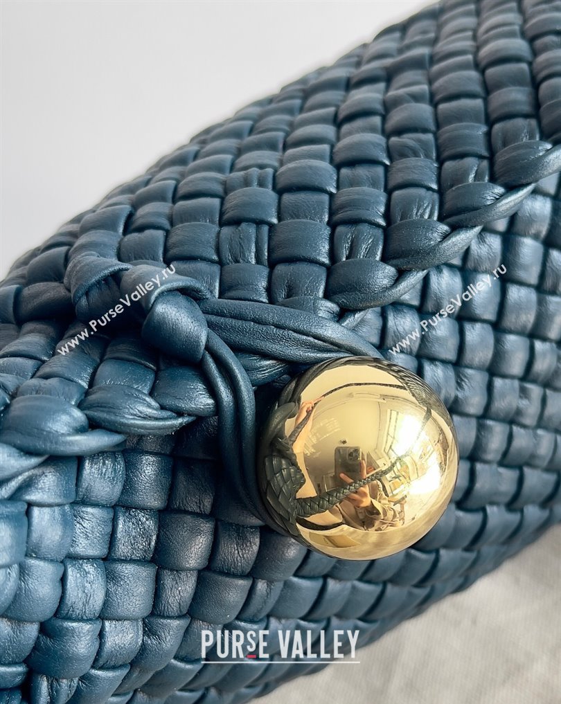 Bottega Veneta Tosca Small Intreccio leather Shoulder Bag Navy Blue/Gold 2024 (misu-24040717)