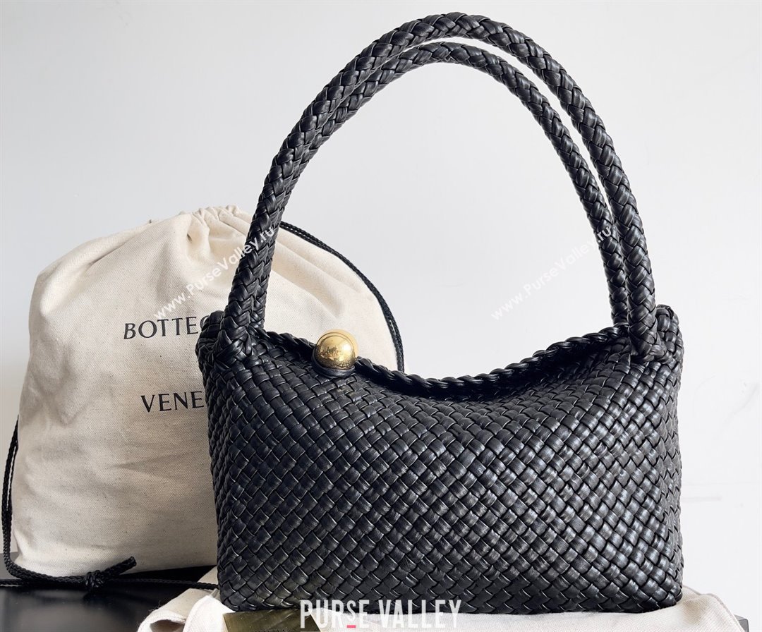 Bottega Veneta Tosca Small Intreccio leather Shoulder Bag Black/Gold 2024 (misu-24040714)
