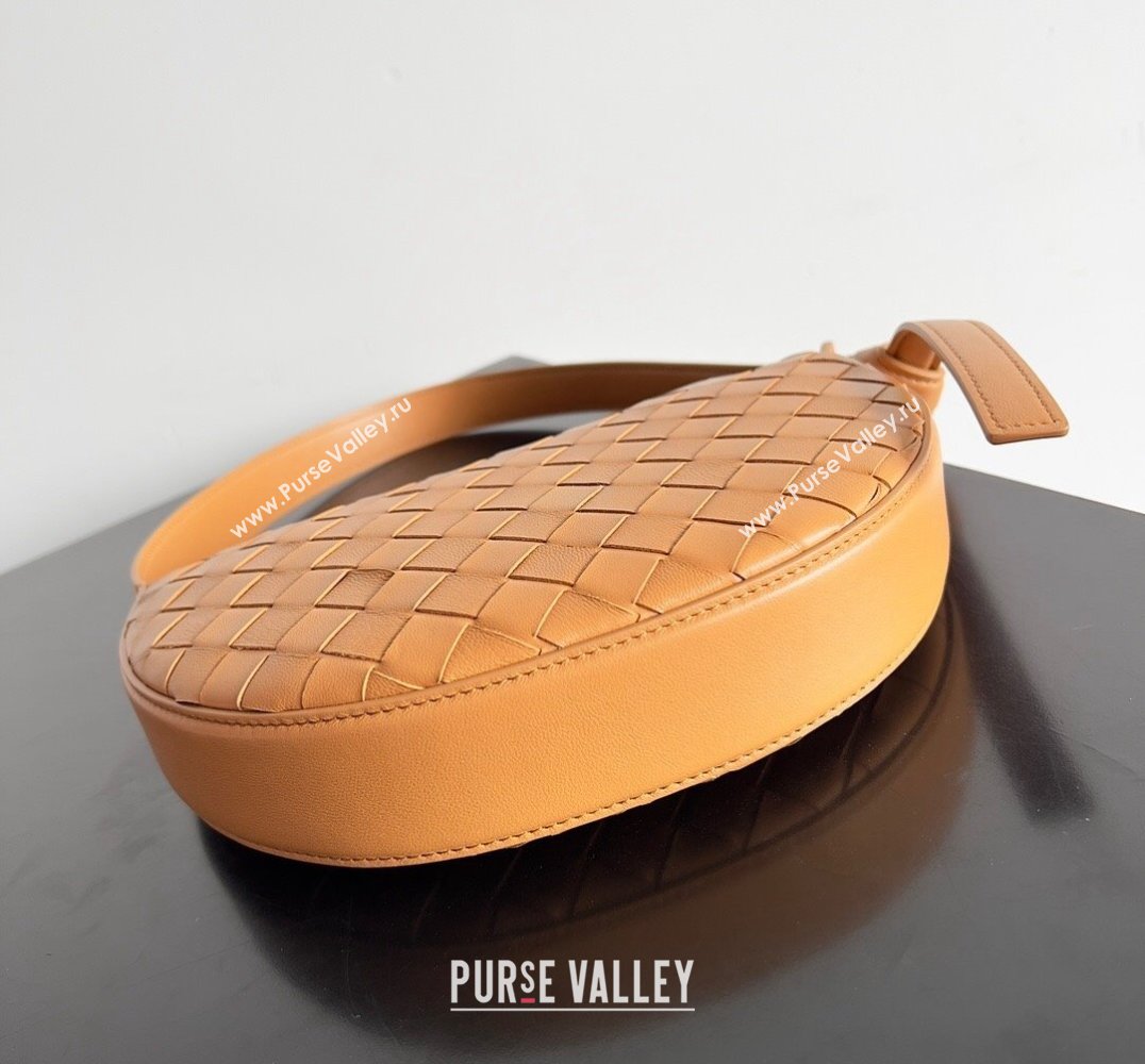 Bottega Veneta Mini Sunrise Intrecciato leather shoulder bag Cognac with knot 2024 (misu-24040725)