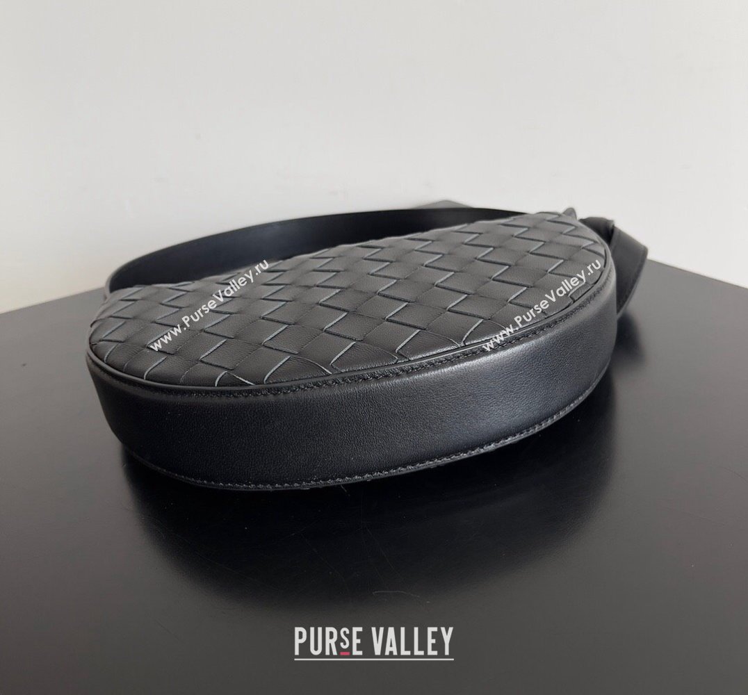 Bottega Veneta Mini Sunrise Intrecciato leather shoulder bag Black with knot 2024 (misu-24040724)