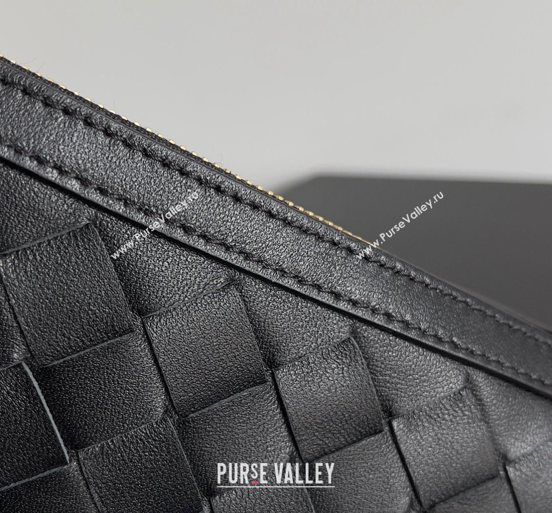 Bottega Veneta Mini Sunrise Intrecciato leather shoulder bag Black with knot 2024 (misu-24040724)