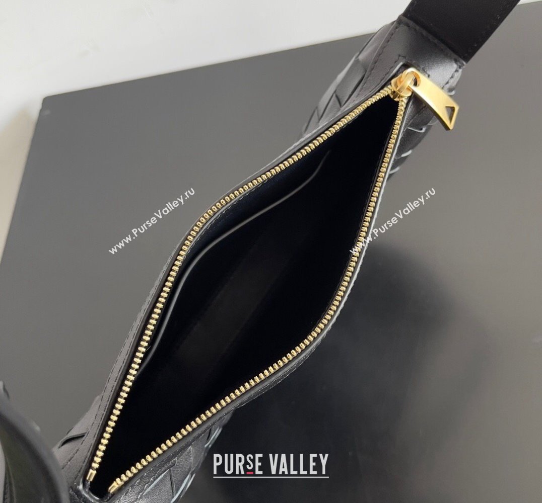 Bottega Veneta Mini Sunrise Intrecciato leather shoulder bag Black with knot 2024 (misu-24040724)