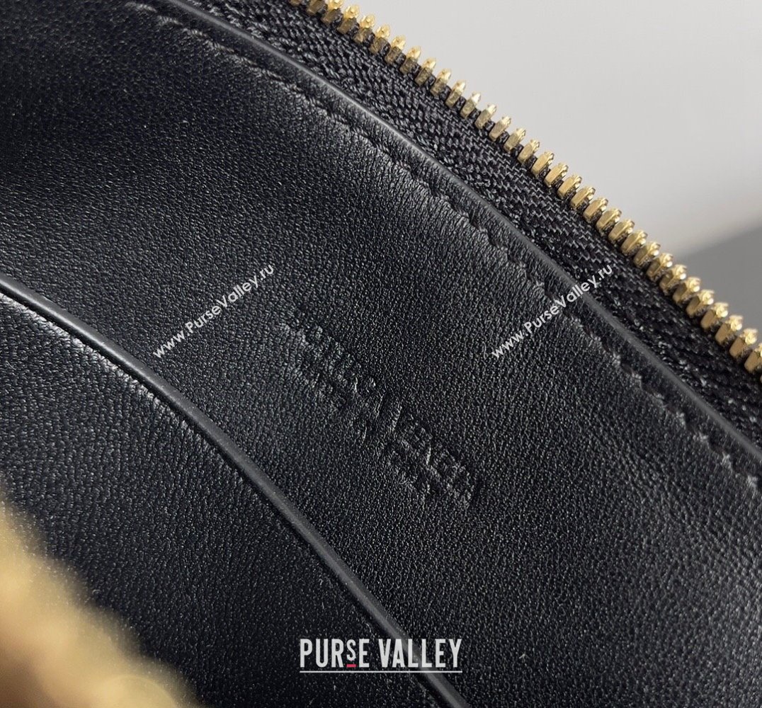 Bottega Veneta Mini Sunrise Intrecciato leather shoulder bag Black with knot 2024 (misu-24040724)