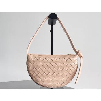 Bottega Veneta Mini Sunrise Intrecciato leather shoulder bag Lotus with knot 2024 (misu-24040726)