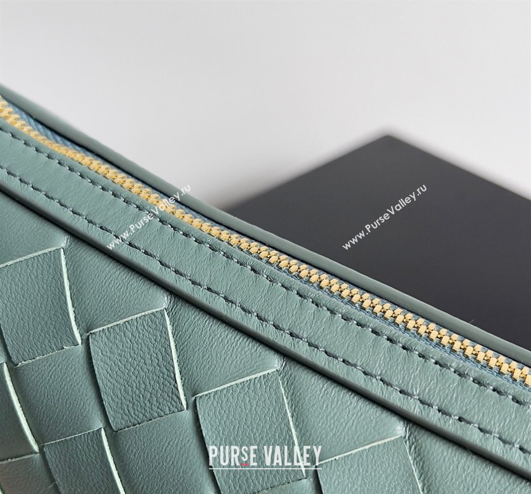 Bottega Veneta Mini Sunrise Intrecciato leather shoulder bag Aloe with knot 2024 (misu-24040727)