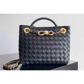 Bottega Veneta Small Andiamo Intrecciato leather top handle Bag Black With Chain 2024 (misu-24040720)