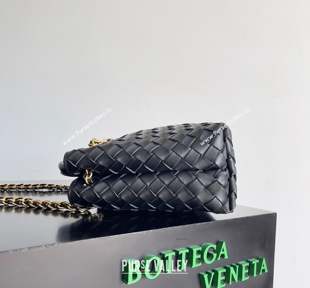 Bottega Veneta Small Andiamo Intrecciato leather top handle Bag Black With Chain 2024 (misu-24040720)