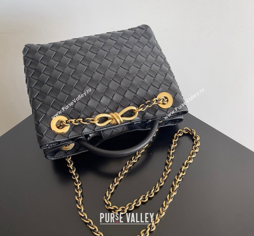 Bottega Veneta Small Andiamo Intrecciato leather top handle Bag Black With Chain 2024 (misu-24040720)