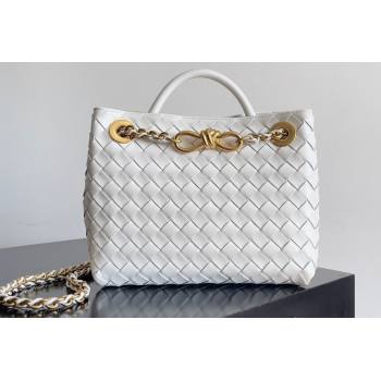 Bottega Veneta Small Andiamo Intrecciato leather top handle Bag White With Chain 2024 (misu-24040721)