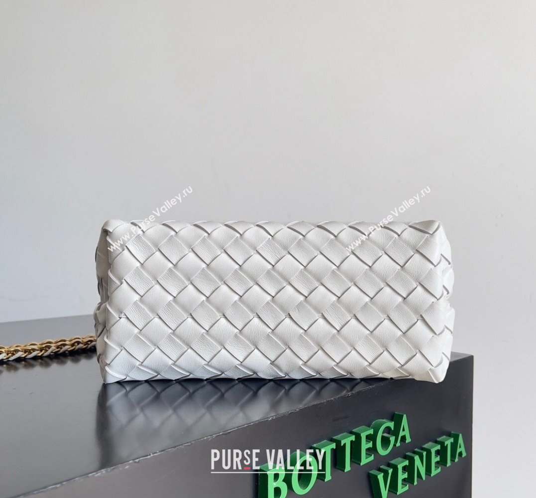 Bottega Veneta Small Andiamo Intrecciato leather top handle Bag White With Chain 2024 (misu-24040721)