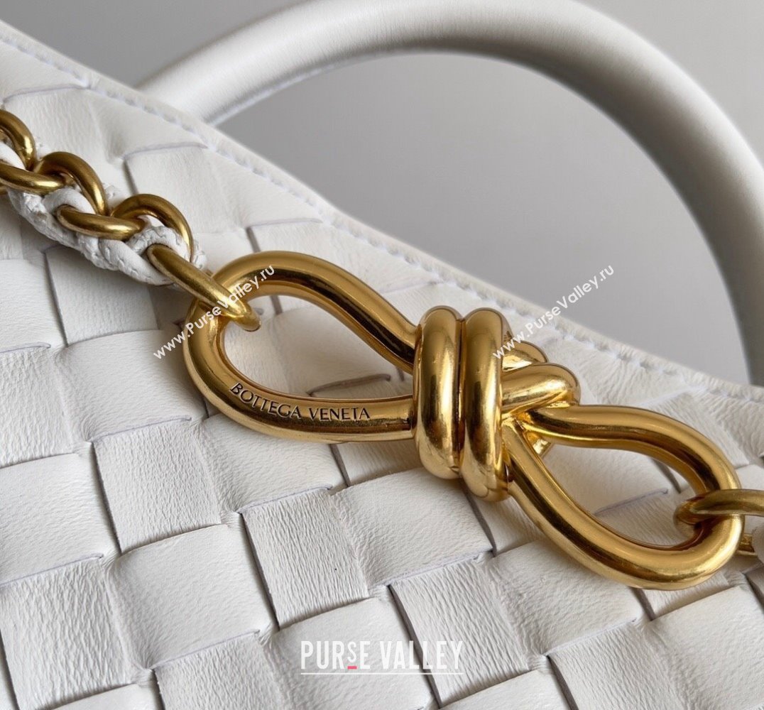 Bottega Veneta Small Andiamo Intrecciato leather top handle Bag White With Chain 2024 (misu-24040721)