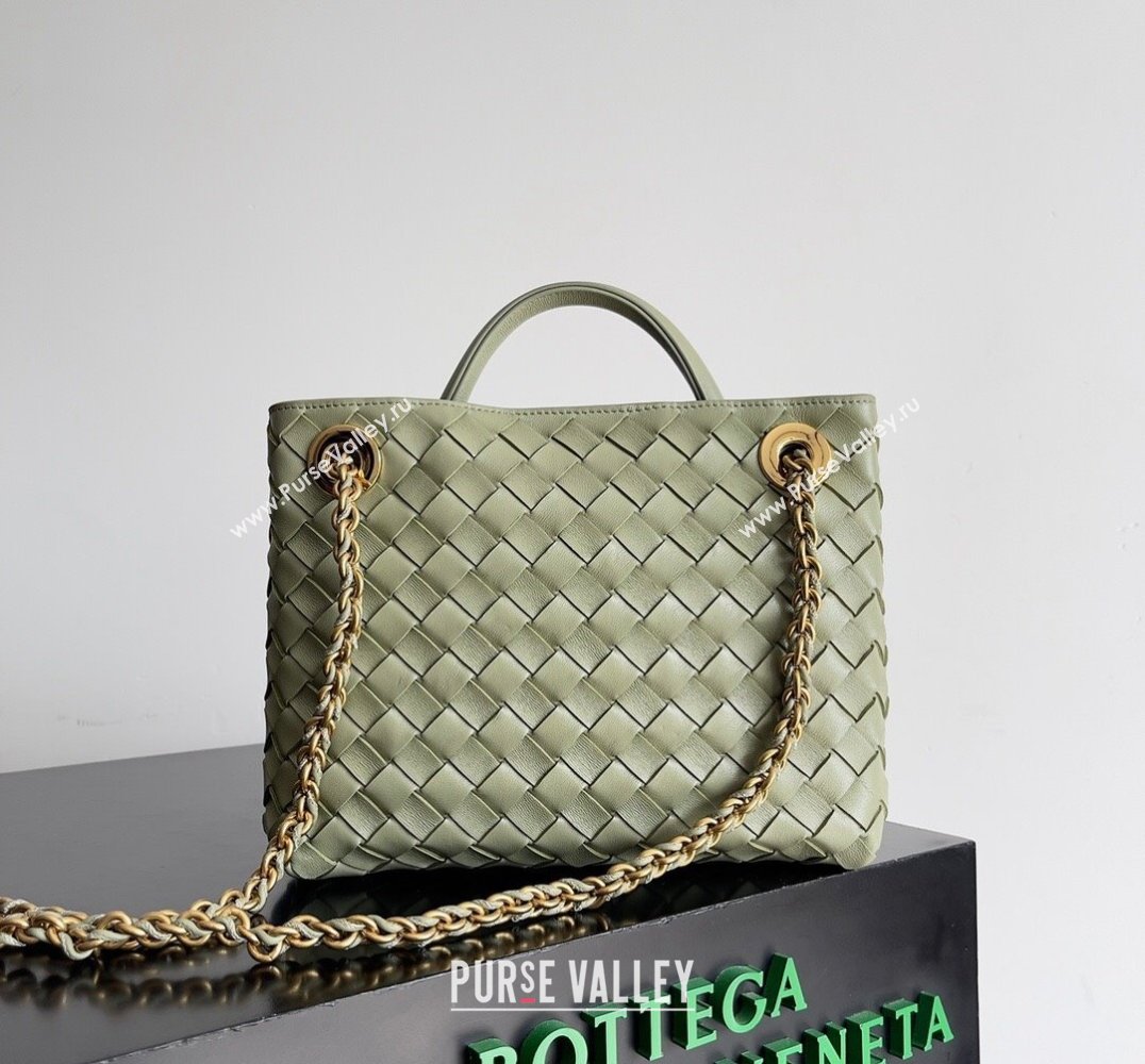 Bottega Veneta Small Andiamo Intrecciato leather top handle Bag TRAVERTINE With Chain 2024 (misu-24040723)