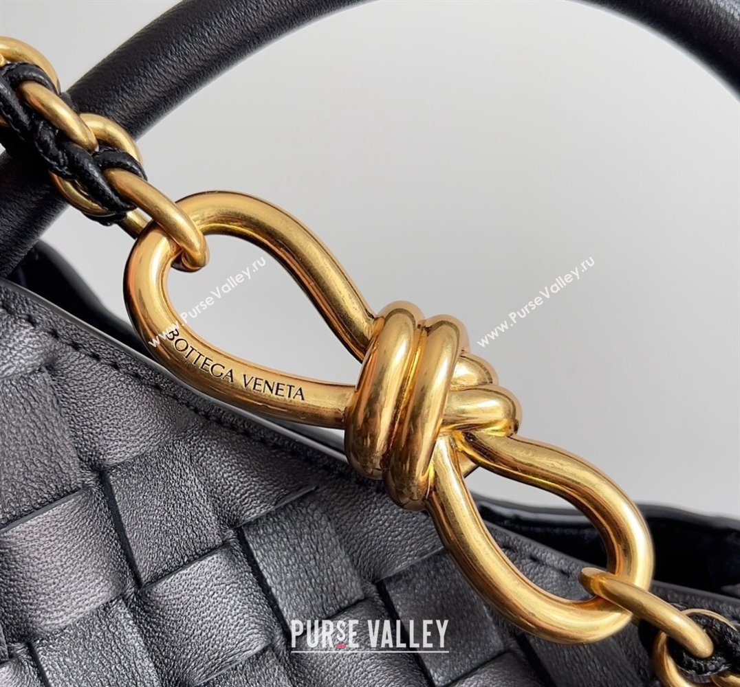 Bottega Veneta Medium Andiamo Intrecciato leather top handle Bag Black With Chain 2024 (misu-24040718)