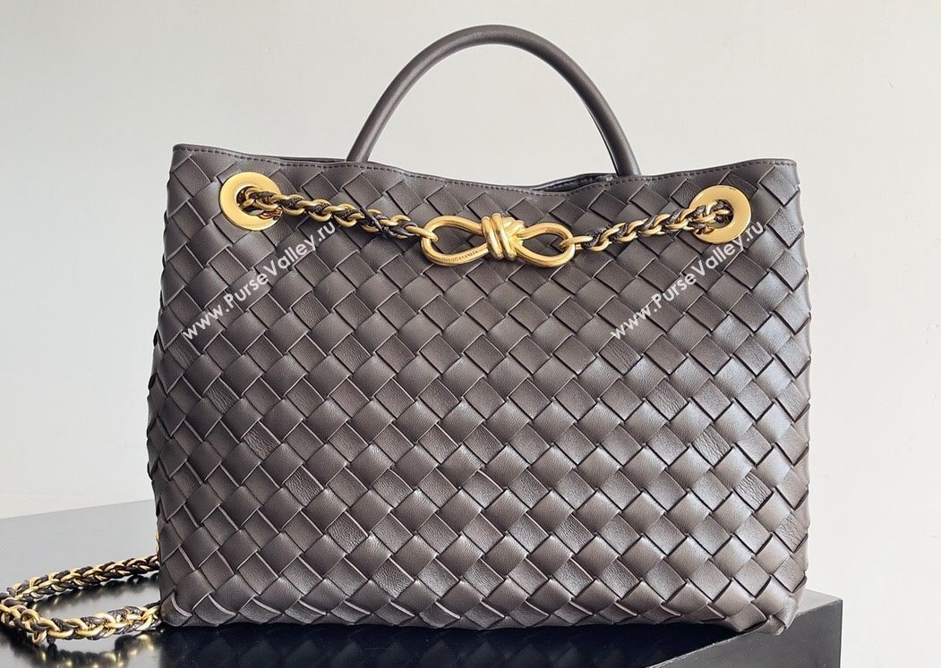 Bottega Veneta Medium Andiamo Intrecciato leather top handle Bag FONDANT With Chain 2024 (misu-24040719)