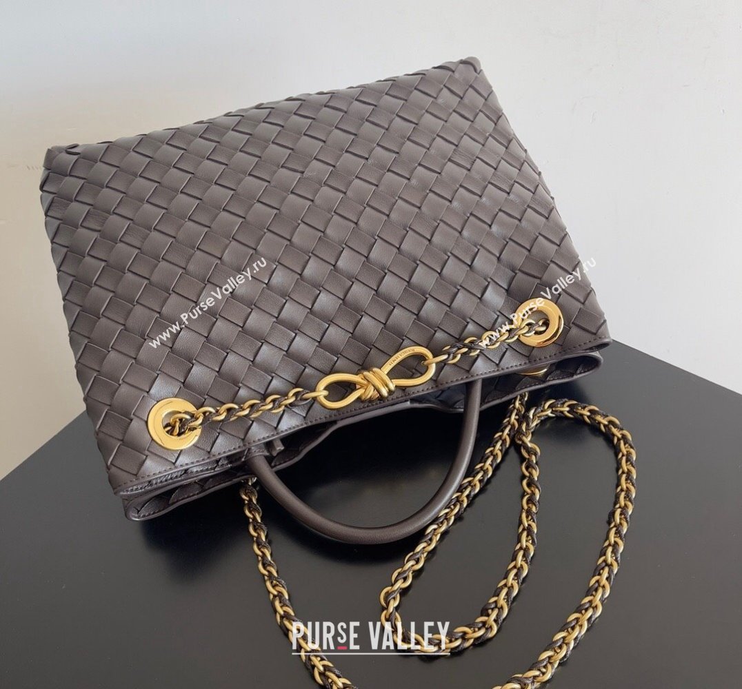 Bottega Veneta Medium Andiamo Intrecciato leather top handle Bag FONDANT With Chain 2024 (misu-24040719)