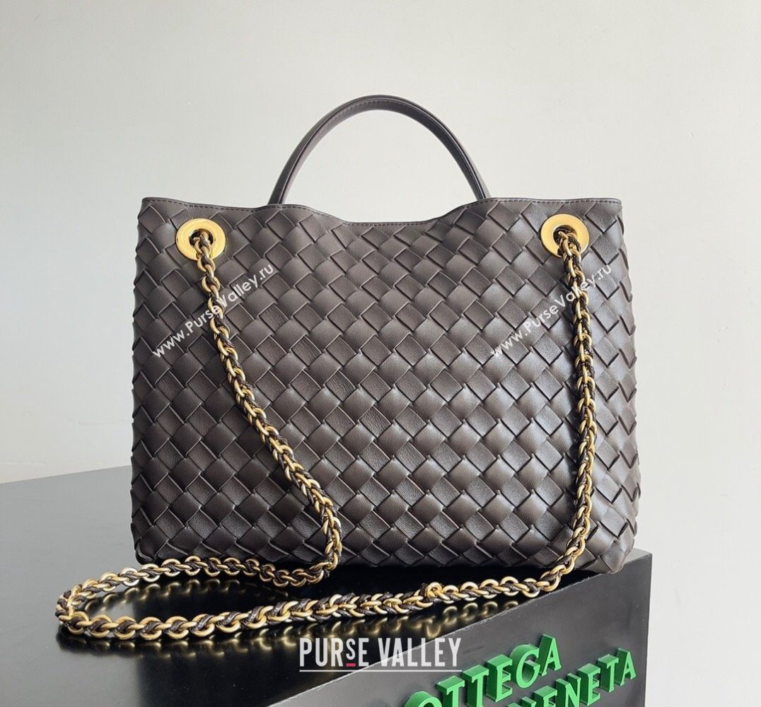 Bottega Veneta Medium Andiamo Intrecciato leather top handle Bag FONDANT With Chain 2024 (misu-24040719)