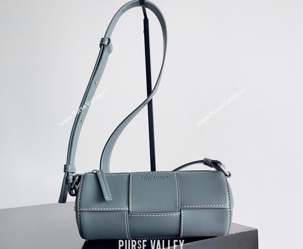 Bottega Veneta Small Canette Intreccio leather cross-body Bag Gray Blue (misu-24040816)