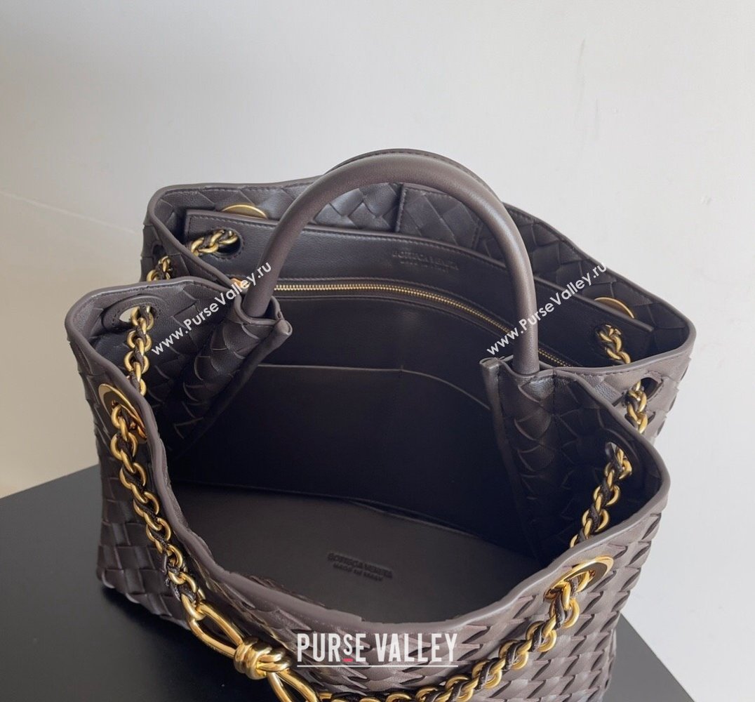 Bottega Veneta Medium Andiamo Intrecciato leather top handle Bag FONDANT With Chain 2024 (misu-24040719)